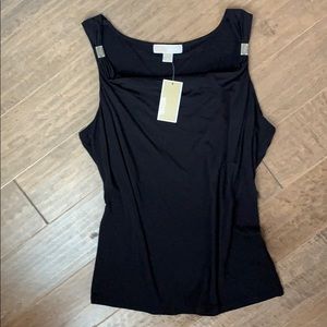 NWT Michael Kors Black Swoop Neck top, size large